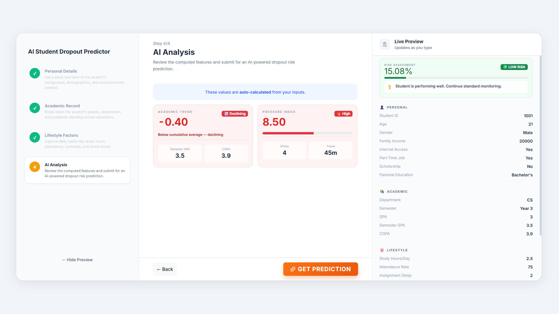 AI Student Dropout Predictor